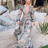 Robe patchwork à volants et découpes Stefanie